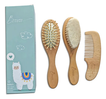 Set De Cepillo Y Peine De Pelo De Bebé De Madera Gentle Care