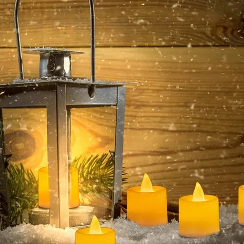 24 Velas Ligeras Electrónicas De Led Con Efecto Llama Luz Amarilla - Cilindro