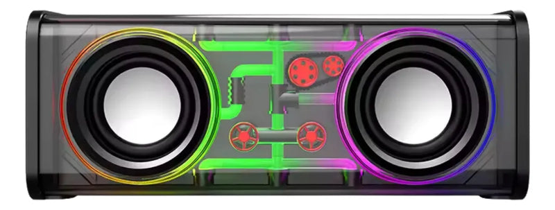 Parlante Potente Bluetooth Lonid Tws Rgb Dual 13.6w Speaker Negro