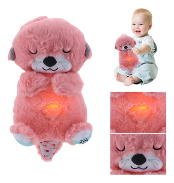 Peluche Realista Nutria Bebe Estimulacion Sensorial Sonido, Color Rosa