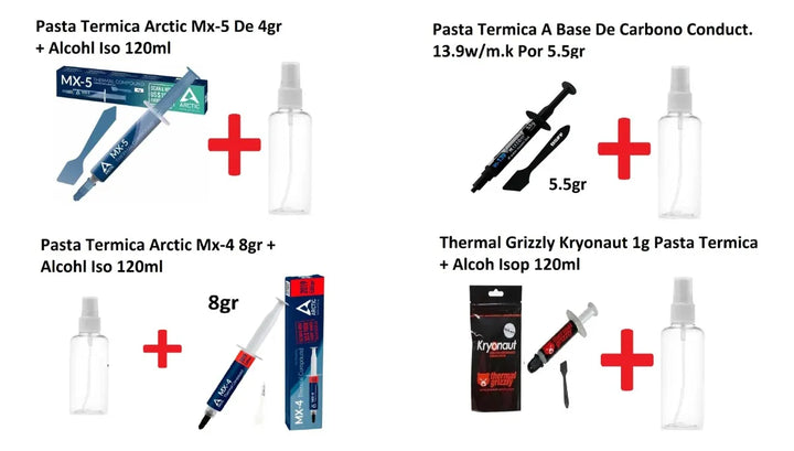 Pasta Termica Arctic Mx-4 4g 2019 Sellada + Alcoh Isop 120ml