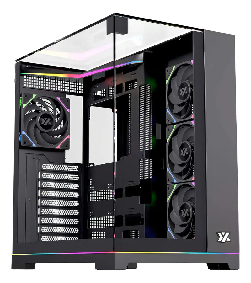 Gabinete Xyz Tesseract X Argb 7 Fans Controller 2d Glass Dual Chamber Usb C