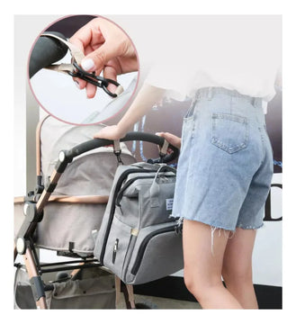 Mochila de maternidad para bebés con cambiador y USB, color negro, diseño de tela lisa