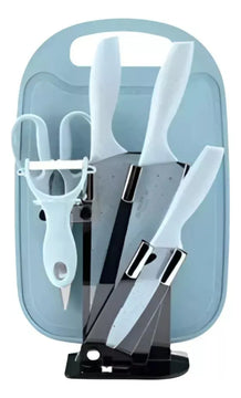 Set Cuchillos Tabla Pelador Tijeras De Cocina Azul/verde/negro