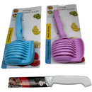 Cortadora De Frutas Verduras Y Pinzas De 2 Piezas + Cuchillo Rosa Chicle