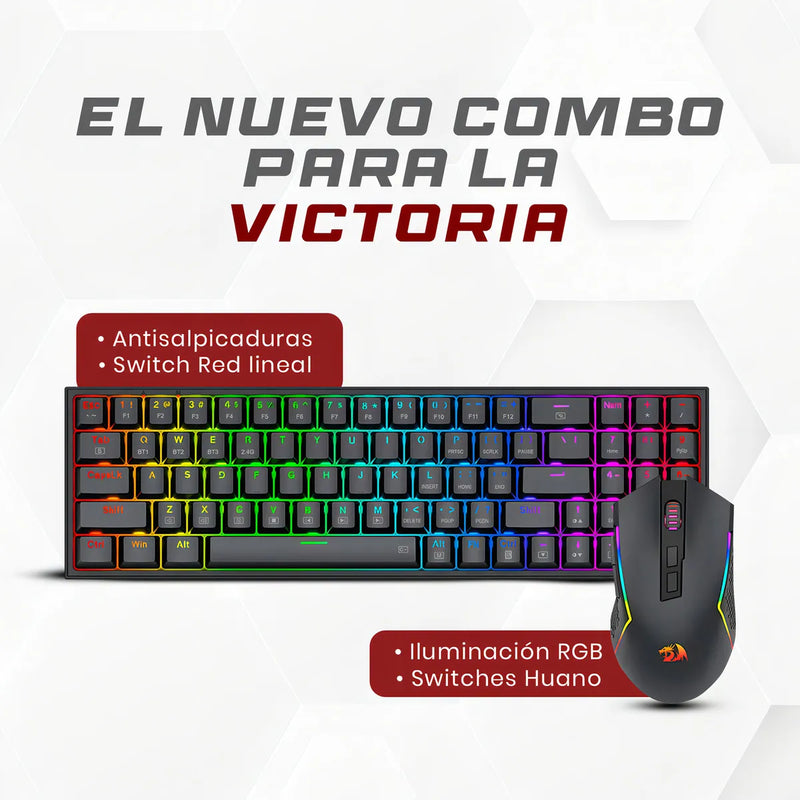 Combo Redragon 2 En 1 Pollux + Trident S136 Black Teclado Negro Idioma Ingles