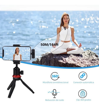 Sistema de micrófono inalámbrico Boya BY-v2 para iOS 2.4G con solapa, negro