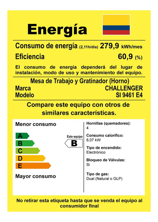 Estufa De Piso 4 Puestos Con Horno Gas Natural Negra 60cm Negro