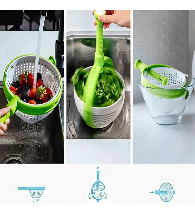 Colador Giratorio Enjuagar Alimentos Frutas Cocina Multiusos Verde