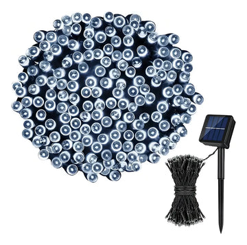 Serie Navideña Solar Exterior Luces 300 Leds 32m Blanco