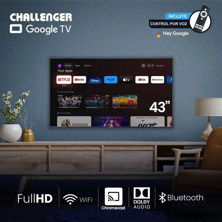 Televisor 43 Pulgadas Challenger 43tg79 Google Tv T2