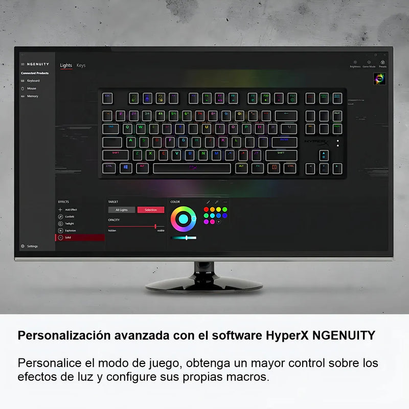 Teclado HyperX Alloy QWERTY Red- Linear inglés US color negro con luz RGB
