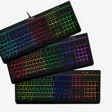 Teclado gamer HyperX Alloy QWERTY Membrana español latinoamérica color negro con luz RGB