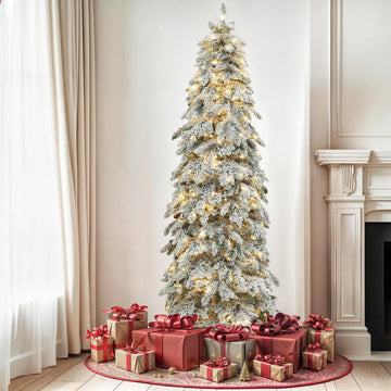 Dwvo Arbol De Navidad Artificial De Abeto Delgado Preilumina