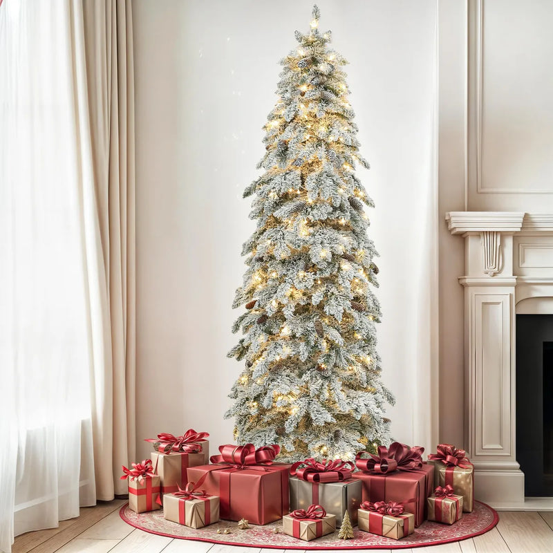 Dwvo Arbol De Navidad Artificial De Abeto Delgado Preilumina