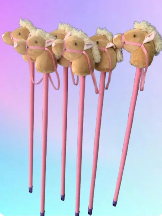 Caballo De Palo - Juguete Didáctico En Tela Suave, Peluche Rosa