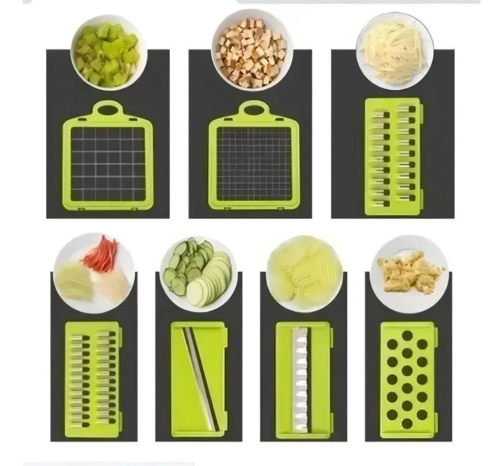 Mandolina Cortador Verduras Multi Picador Vegetales 15 En 1 Verde