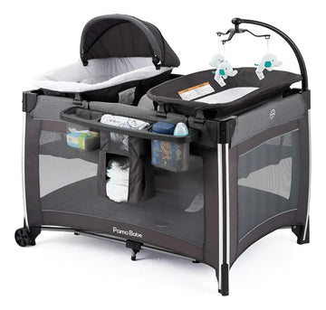 Cuna Portátil 4 En 1 Para Bebé, Plegable Y De Viaje, Gris