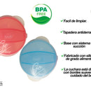 Plato Antiderrame Chupa Para Bebes + Cuchara Silicona Y Tapa Color