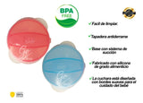 Plato Antiderrame Chupa Para Bebes + Cuchara Silicona Y Tapa Color