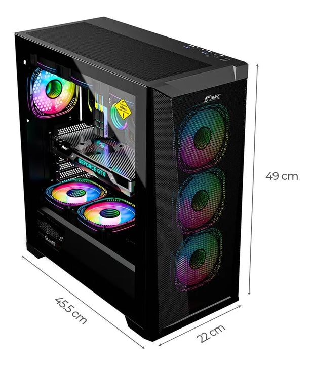Chasis Gamerjx121 Dark Steel E-atx + 6fans Argb Negro