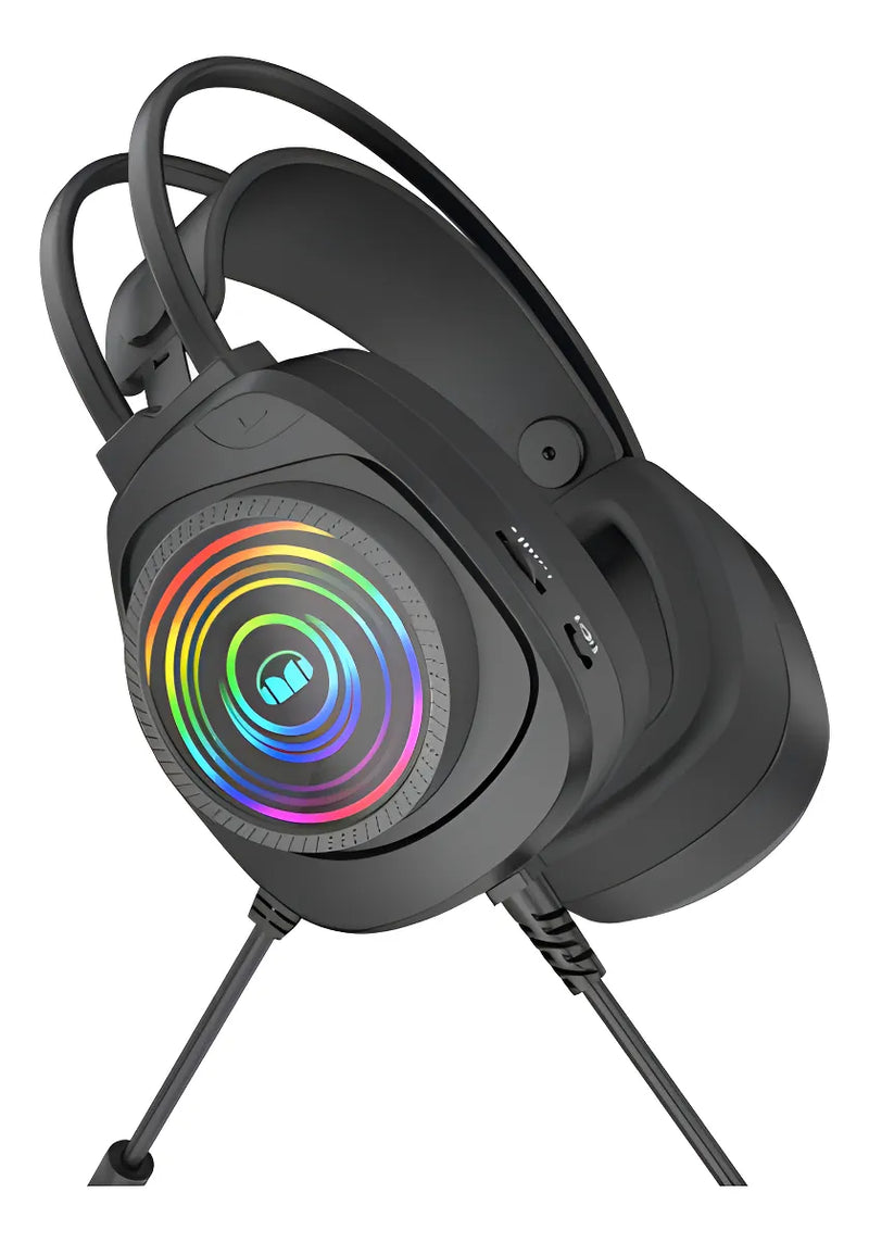 Audifonos Monster Gamer Diadema Auriculares Rgb N5-3.5 Color Negro