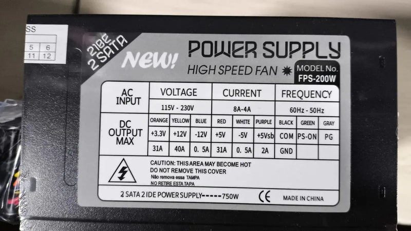 Fuente Alimentación Pc 200w Componente Cpu Disipador Calor Diseño