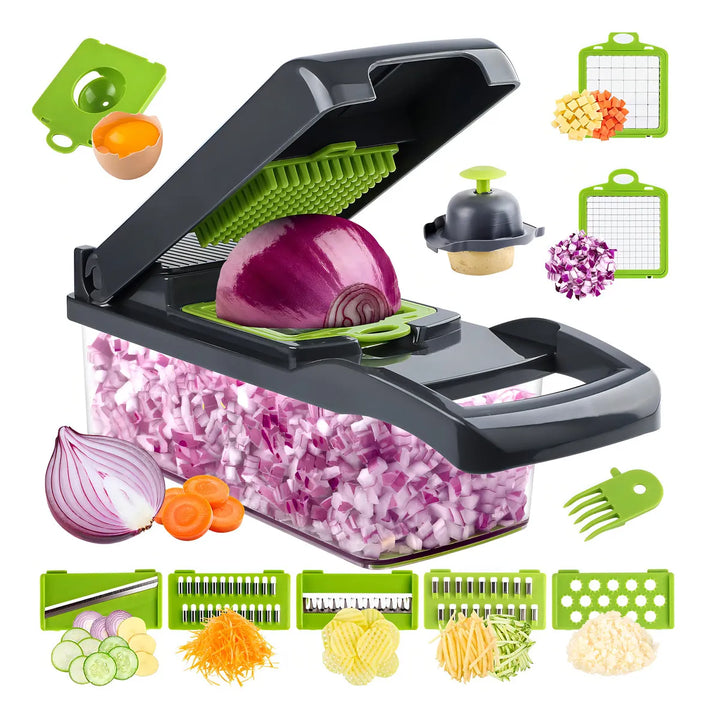 Picador De Verduras Multifuncional 13 En 1 Con 8 Cuchillas