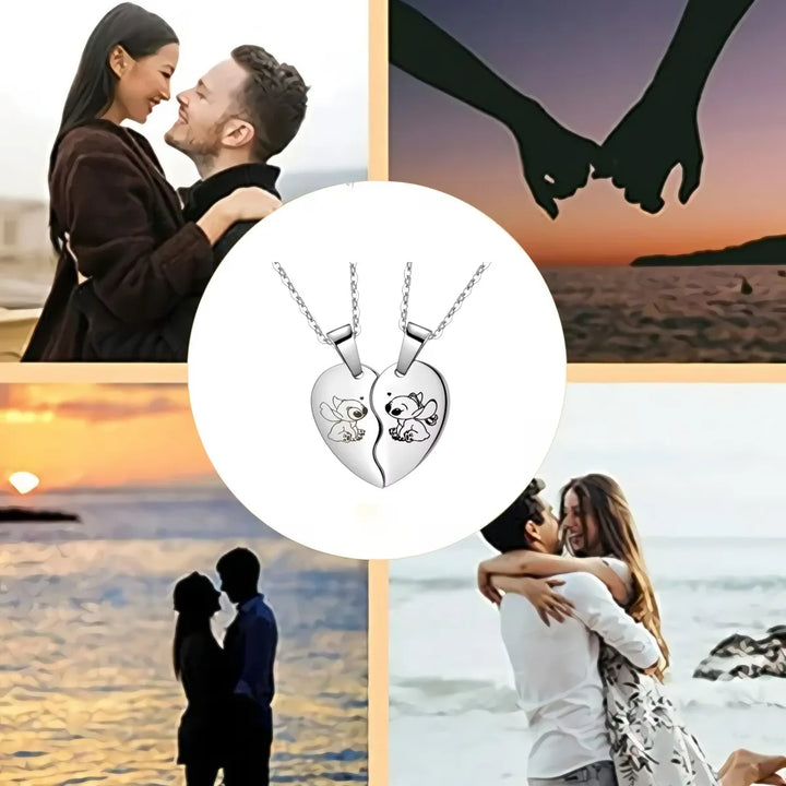 Stitch Collar Lilo Cadena Mejores Amigos Amistad Dije Regalo Plateado