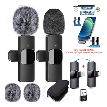 Micrófono Inalámbrico de Solapa Con Caja Original K9Pro JuandaColombia Color Negro