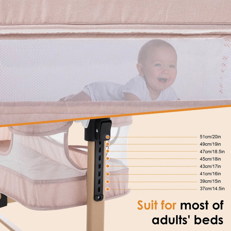 Cuna 3 En 1 Portátil Ajustable Para Bebé Color Beige Claro