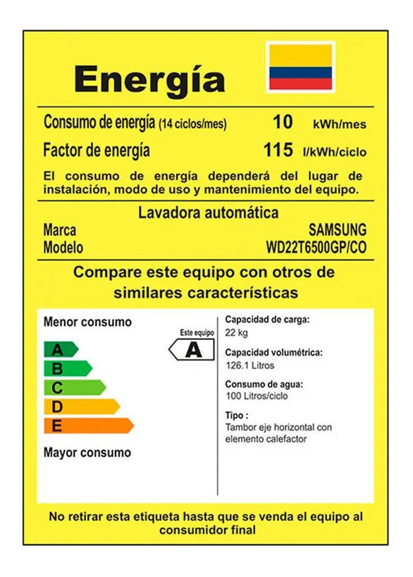 Lavadora Secadora Samsung 22 Kg Car Frontal Gris-wd22t6500gp Plateado