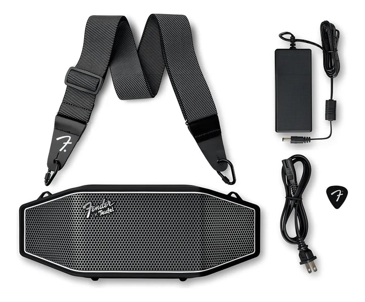 Fender X Teufel Rockster Cross - Altavoz Bluetooth Inalámbrico Portátil, Resistente, Impermeable, 16 Horas De Batería, Potente Sonido Estéreo, Subwoofer, Banco De Energía Integrado, Correa De Guitarra