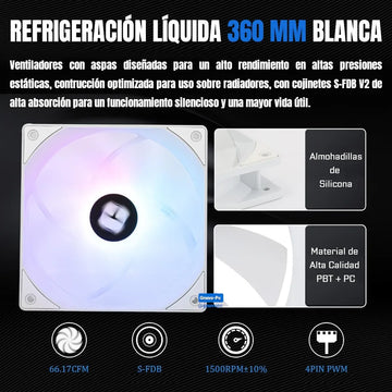 Enfriamiento Liquido Pc Cpu Ta 360 Argb Lga 1700 Am5 Blanco