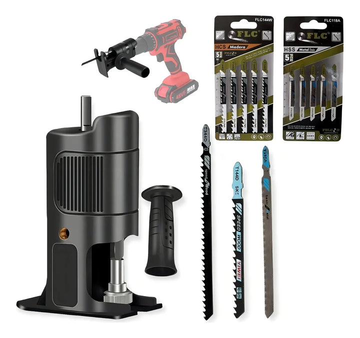 Convertidor De Taladro A Sierra Caladora + 13 Cuchillas