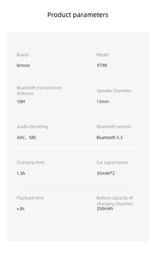 Audífonos In-ear Lenovo Thinkplus Livepods Xt88 Blanco