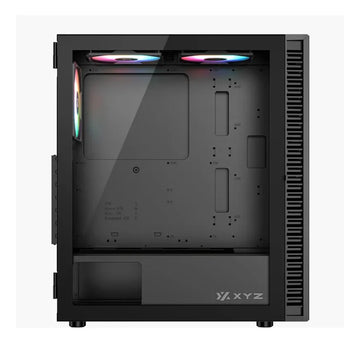 Chasis Atx Xyz Airone 100 Glass 6.fan Argb Negra Vidrio Temp Negro