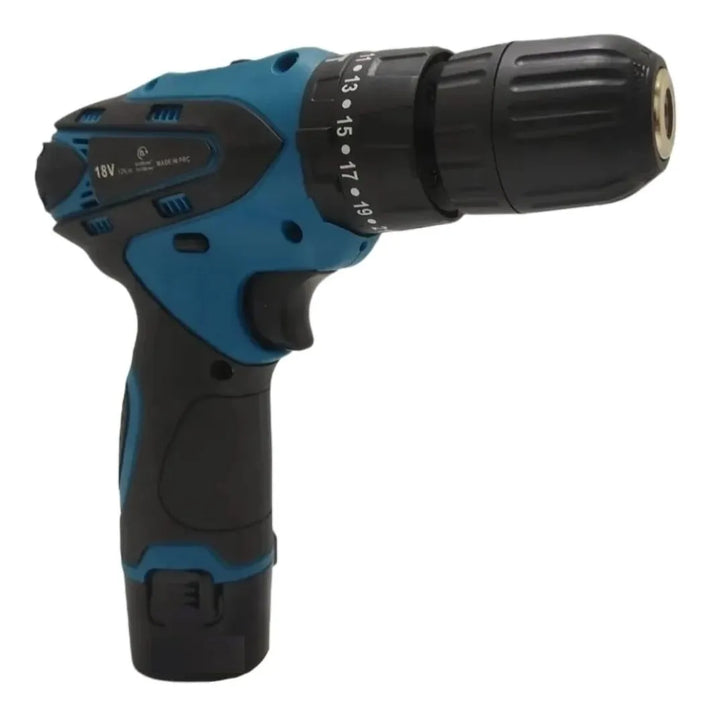 Taladro Inalámbrico Percutor Atornillador 18v Con Accesorios - Azul
