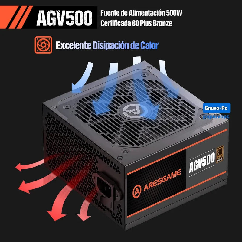 Fuente De Poder 500w Bronce 80+ Reales 500 W 80 Plus Bronze Negro
