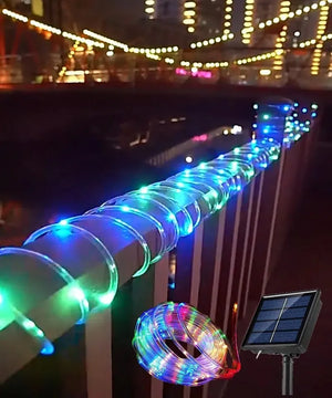 Luz Led Solar Navideña, Manguera X 12 Metros Y 100 Leds Multicolor