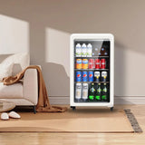 Refrigerador Mini De Bebidas Retro Con Puerta De Vidrio 3.2