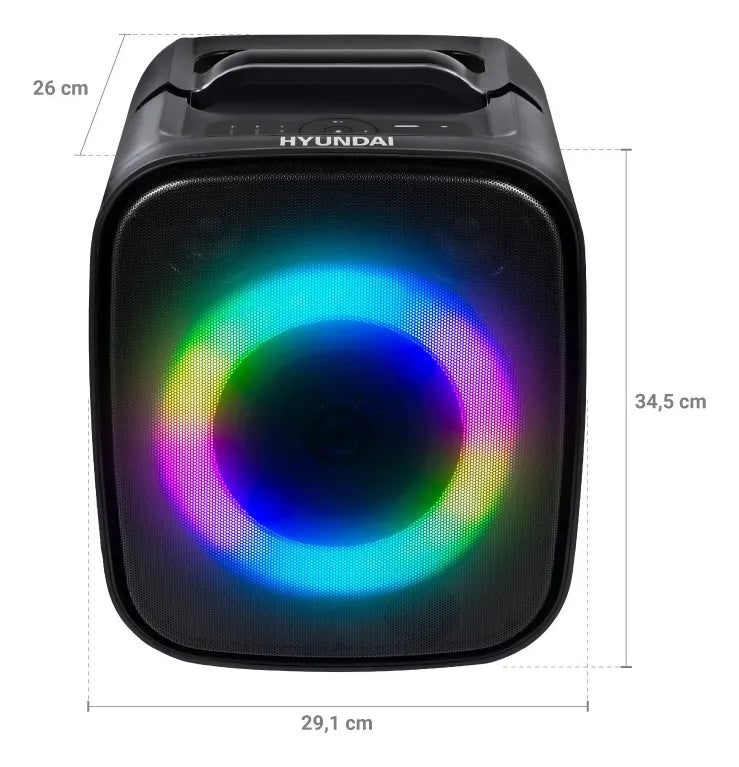Parlante Hyundai Recargable Bluetooth /usb/aux Au120 Watts Negro
