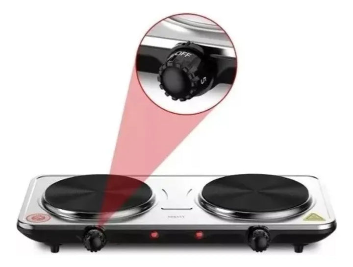 Estufa Eléctrica De 2 Puestos 2000w Plateado