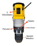 Kit Taladro Percutor 1/2 + Pulidora 4 1/2 68v Inalámbricos - Amarillo