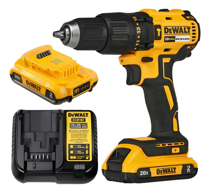 Taladro percutor atornillador inalámbrico de 13mm DeWalt DCD7781D2-B2 + 2 baterías de 2Ah + accesorio con maletín de transporte