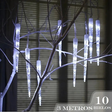 Luz Led Navideña Tubo De 10 Hielos X3 Metros Blanca-fría Blanco