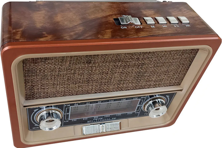 Radio Am Fm Parlante Usb Retro Recargable Baterías ¡ Mp3! Co Color Negro