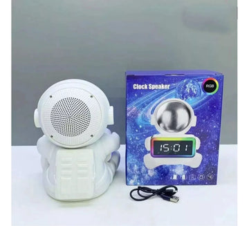 Reloj Radio Parlante Altavoz Bluetooth Iluminación Led Rgb Rosado Blanco