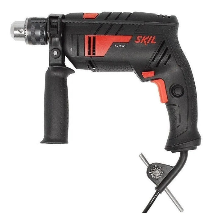 Taladro percutor atornillador eléctrico de 10mm Skil 6555 570W + 0 baterías de 0mAh + accesorio con caja de cartón