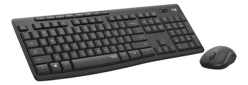 Kit de teclado y mouse inalámbrico Logitech MK295 Español Latinoamérica de color negro